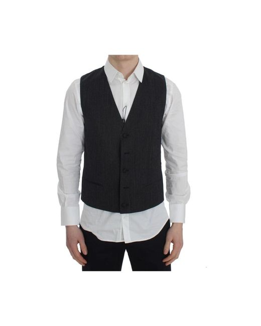 Dolce & Gabbana Black Suit Vests for men