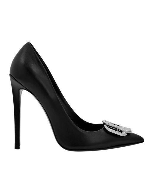 Philipp Plein Schoenen ,Zwart ,Leer Nappa Leren Hoge Hakken Gothic Plein in het Black