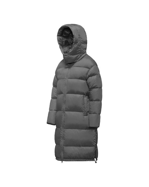 Chaqueta larga de plumón con capucha desmontable de nylon brillante Bomboogie de color Gray