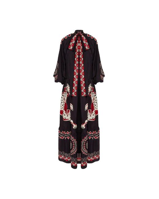 LaDoubleJ Black Schwarzes kleid mit handgemustertem muster
