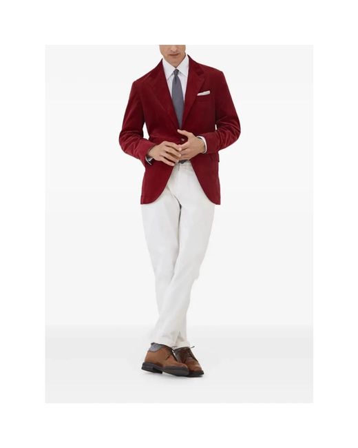 Brunello Cucinelli Fluwelen Blazer in het Red voor heren