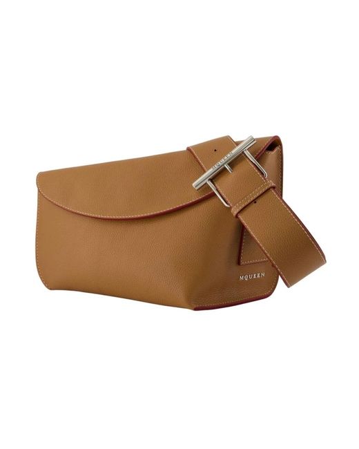 McQueen Brown T Bar Sling Large Shoulder Bag