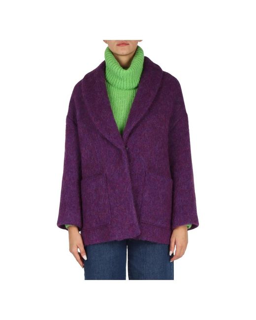 Cappotto in misto cotone-lana-alpaca di Niu in Purple