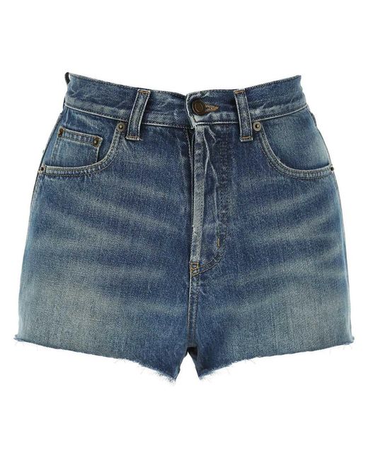 Saint Laurent Blue Denim Shorts