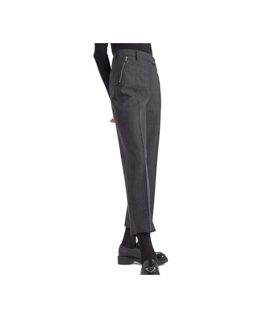 Prada Broeken ,Grijs ,Wol Grijze Wollen Broek Aw 23 in het Gray