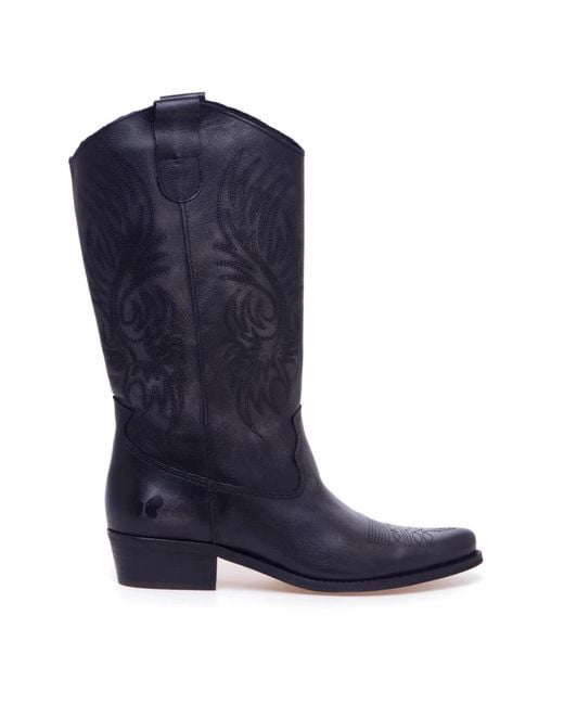 Felmini Blue Cowboy & Biker Boots