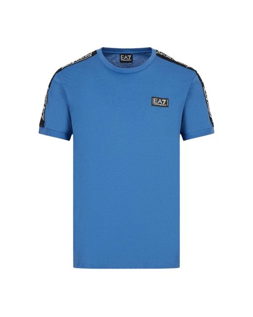 EA7 Ea7 emporio armani shirt kurzarm-t-shirt mit rundhalsausschnitt und logo-print aus baumwolle in Blue für Herren