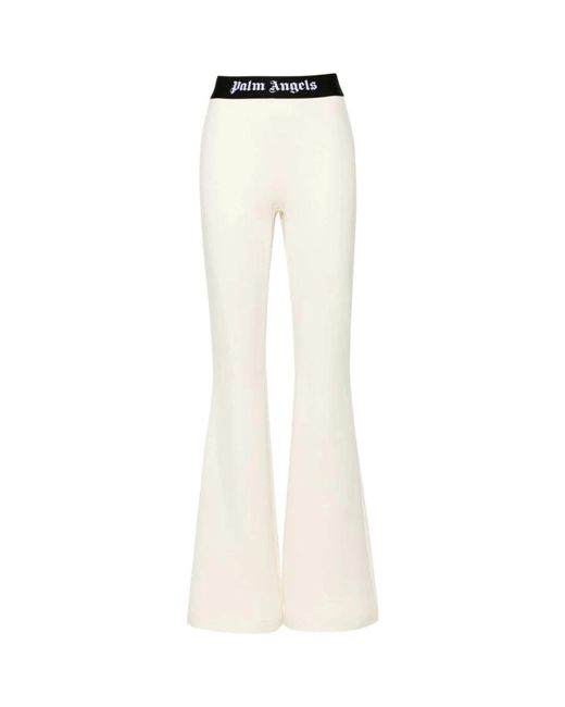Pantalones flare con logo tape Palm Angels de color White