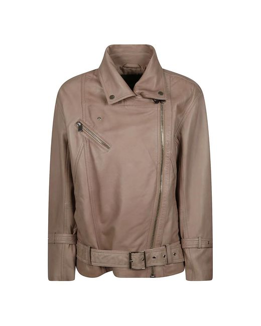 Leather Jackets Pinko de color Brown