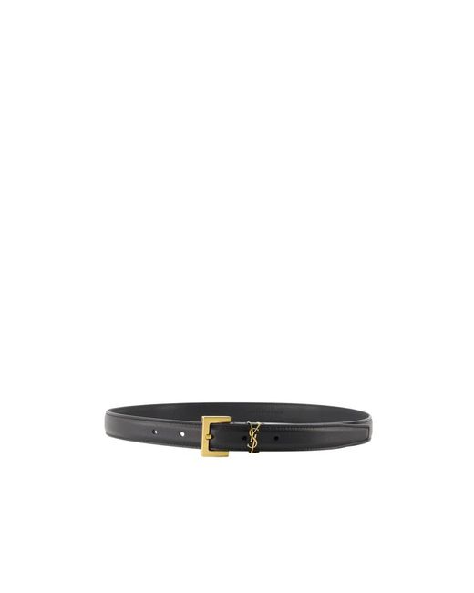 Saint Laurent Black Schwarzer Cassandre Dünner Gürtel