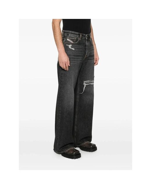 DIESEL Gray Wide Jeans for men