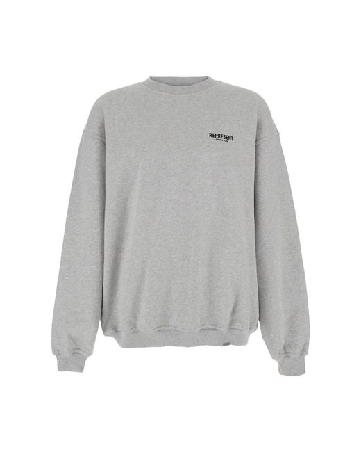 Represent Hoodies & Sweatvesten ,Grijs ,Katoen Grijze Logo Crewneck Sweatshirt Katoen in het Gray voor heren