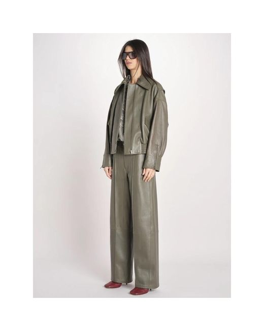 IVY & OAK Green Leather Jackets