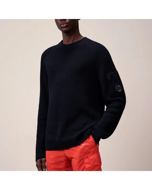 C P Company Gebreide Trui Met Ronde Hals in het Blue voor heren