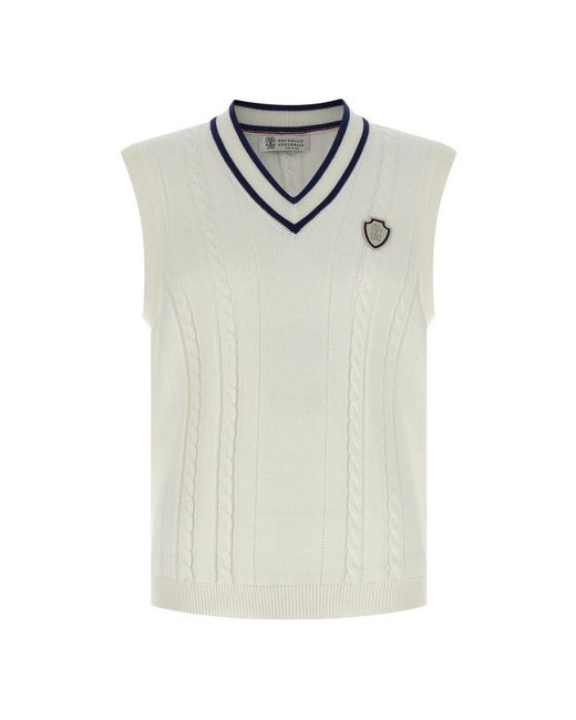 Brunello Cucinelli White Sleeveless Jumpers for men