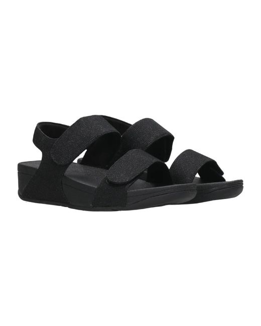 Fitflop Schoenen ,Zwart ,Flat Sandalen in het Black