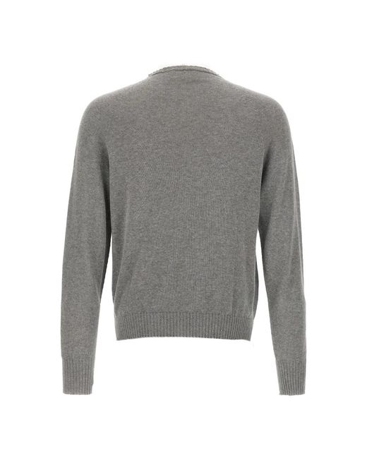 Ma'ry'ya Gray Round-Neck Knitwear for men