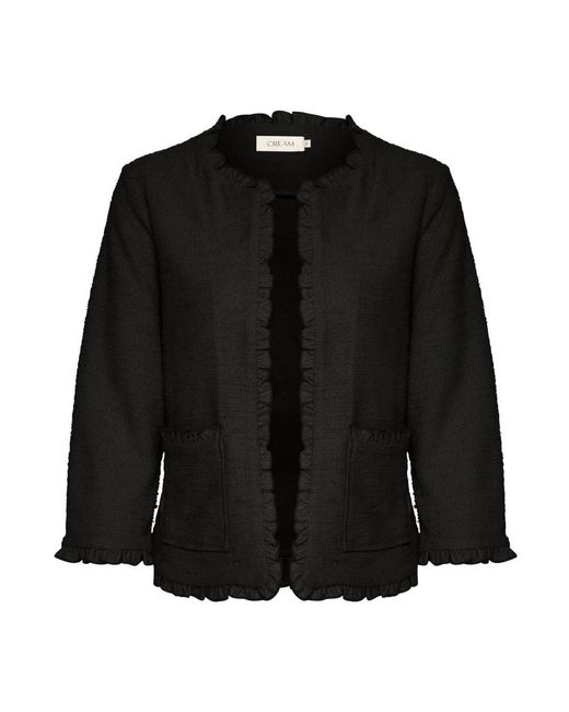Cream Truien & Vesten ,Zwart ,Katoen Zwarte Vest Met Ruches in het Black