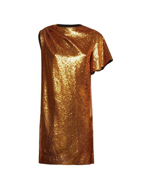 Silvian Heach Brown Ein-Schulter-Kleid Mit Pailletten