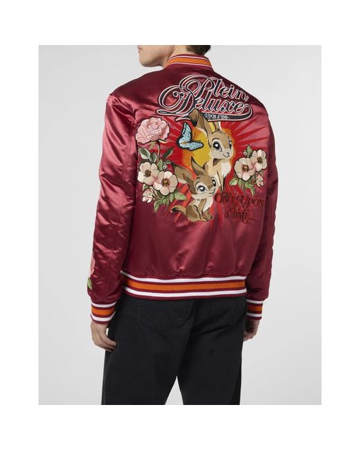 Philipp Plein Jassen ,Rood ,Nylon Satin Bomber Fairy Deluxe in het Red voor heren