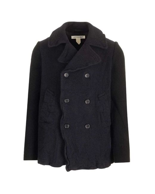 Comme des Garçons Blauer tel mit doppelreihiger knopfleiste und strickärmeln in Black für Herren