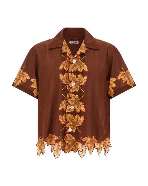Bode Short Sleeve Shirts in het Brown voor heren