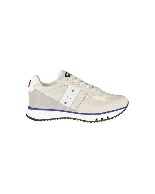 Blauer Leren Sneaker in het White voor heren