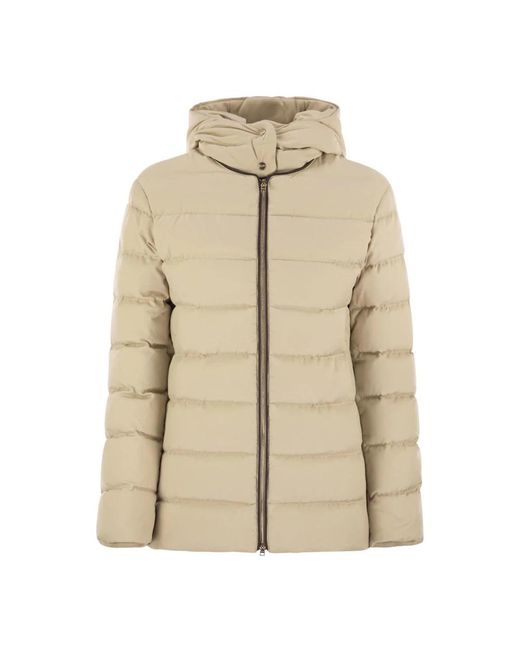 Herno Natural Zip-Up Hooded Down Jacket