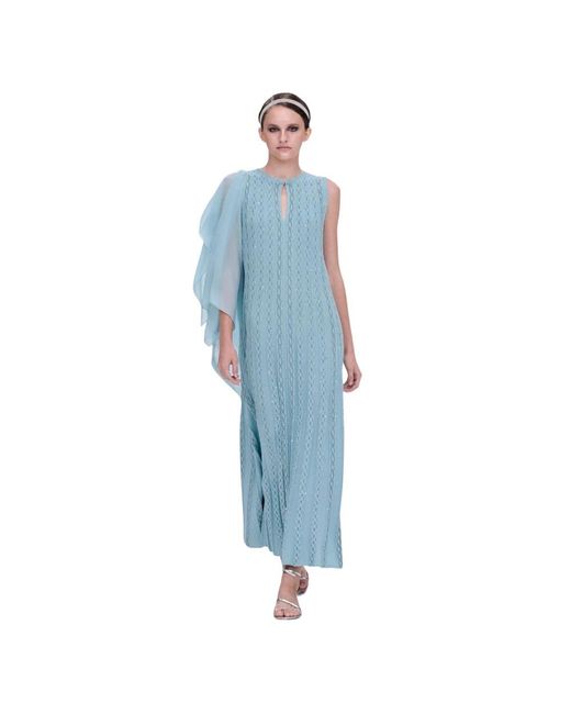 D.exterior Blue Knitted Dresses