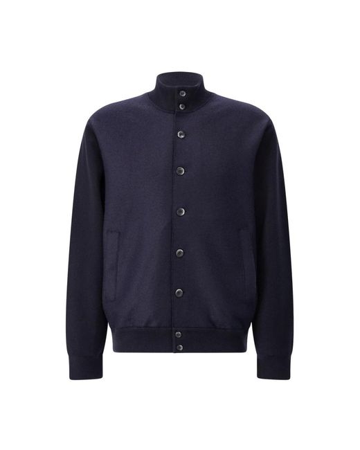 Herno Jassen ,Blauw ,Wol Wolmix Gebreide Mouw Blouson in het Blue voor heren