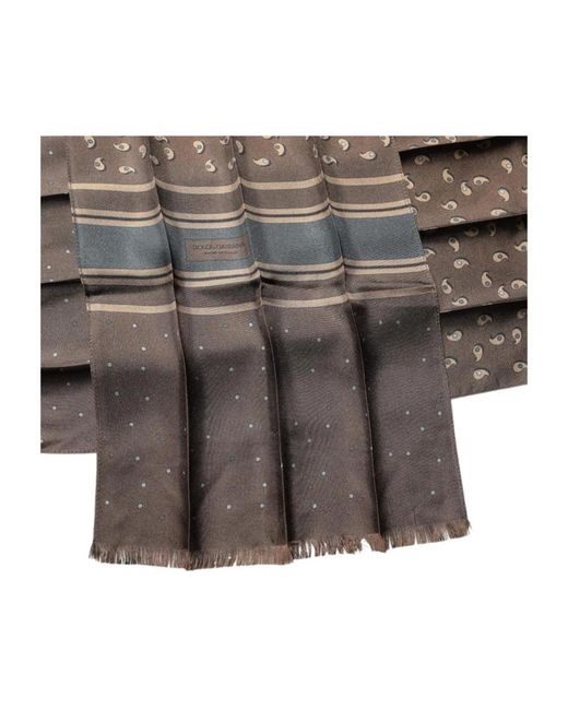 Dolce & Gabbana Gray Silk Scarves for men