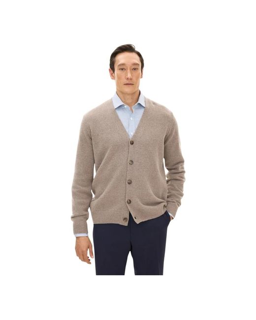 Oscar Jacobson Truien & Vesten ,Wol Eduardo Regular Fit Cardigan in het Natural voor heren