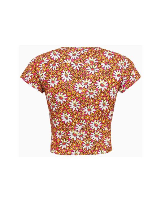 Collina Strada Tops ,Roze ,Katoen Bloemenprint Crew Neck T-Shirt in het Pink