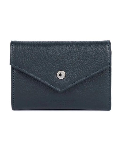 Lancaster Accessoires ,Blauw ,Leer Leren Kaarthouder Met Drukknoopsluiting in het Blue