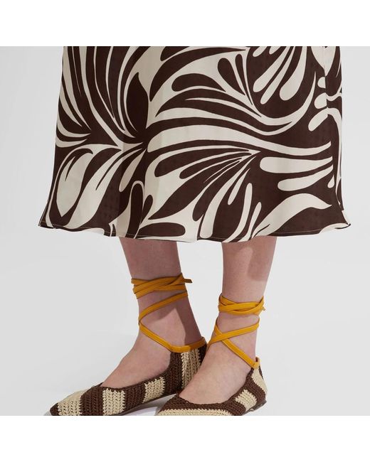 LaDoubleJ Brown Raffia Twist Ballerina Flats