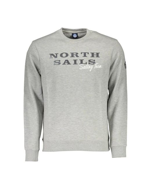 North Sails Er Baumwollpullover mit Logo-Print in Gray für Herren