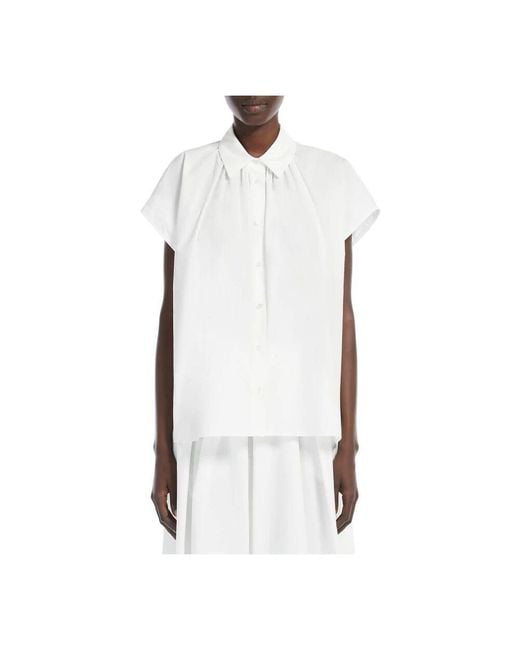 Max Mara White Weiße Bluse Mit Klappärmeln