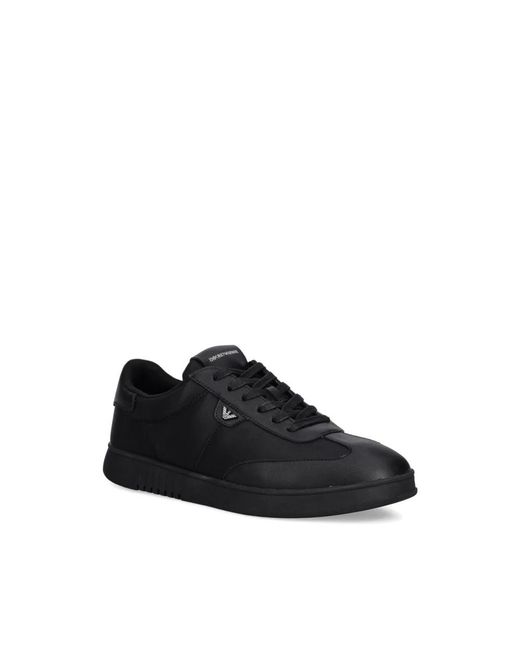 Emporio Armani Black Leather Sneakers for men