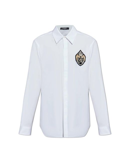 Balmain Overhemd Met Logopatch in het White voor heren