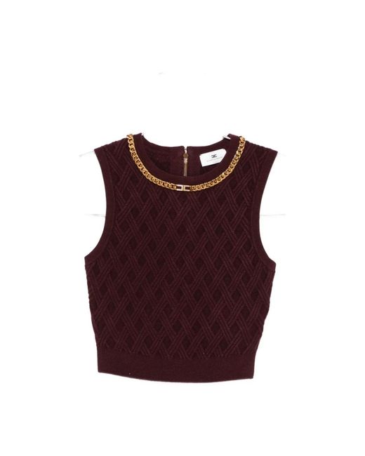 Elisabetta Franchi Red Round-Neck Knitwear