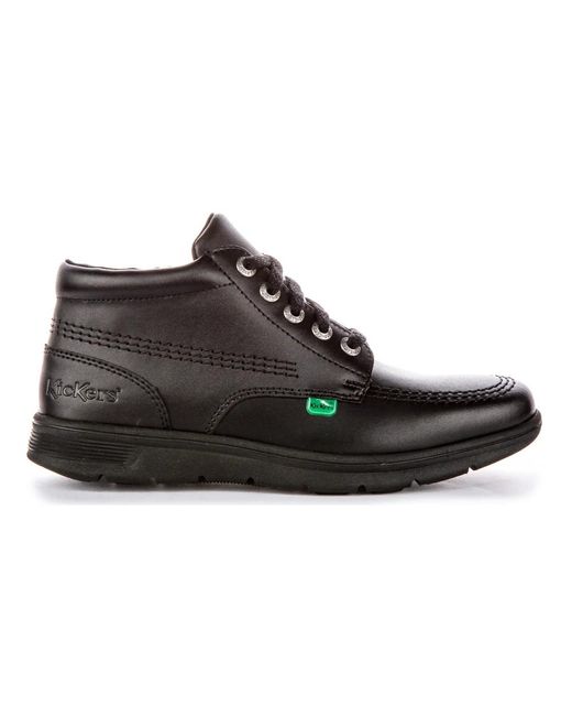 Kickers Black Lace-Up Leather Sneakers
