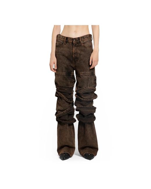 Jeans de mezclilla con puños ajustables Y. Project de color Brown