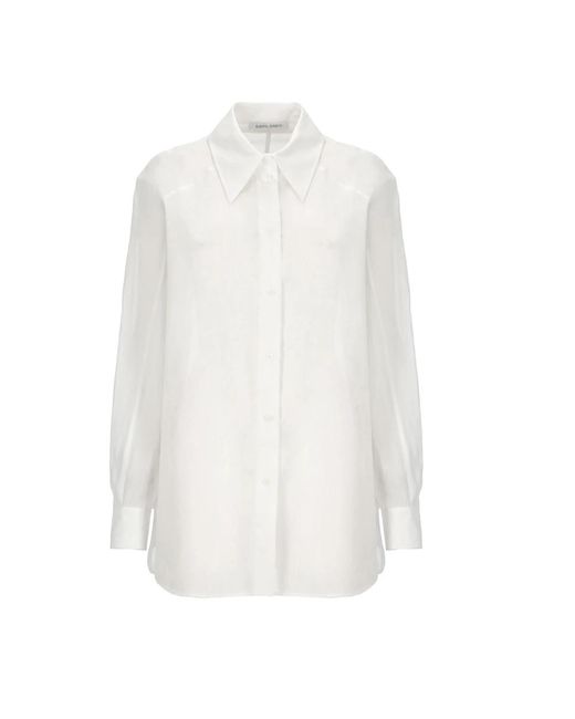 Blusa blanca de algodón con cuello Alberta Ferretti de color White