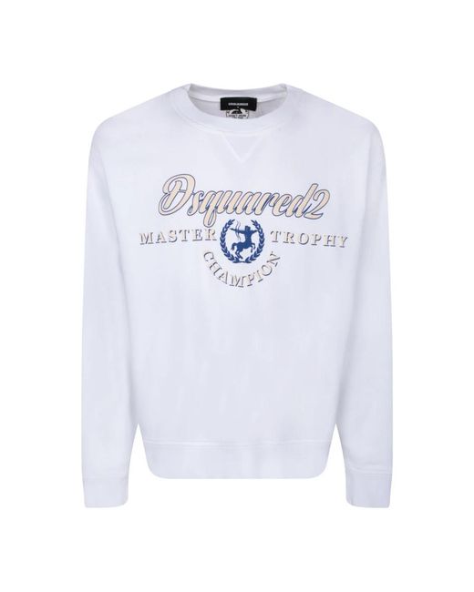 DSquared² Hoodies & Sweatvesten ,Wit ,Katoen Witte Sweatshirt Aw 23 Comfort Stijl in het White voor heren
