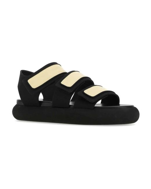 Neous Black Zweifarbige Stoff und Leder-Oktans Sandalen