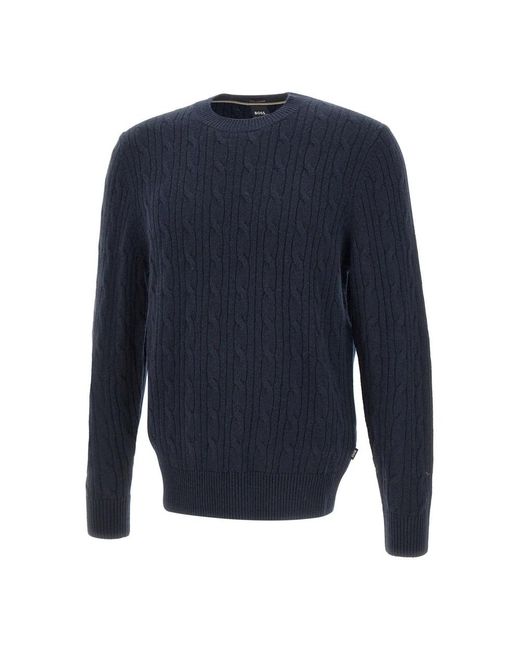 HUGO Blue Round-Neck Knitwear for men
