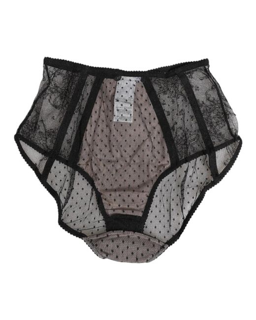 Dolce & Gabbana Ondergoed ,Veelkleurig ,Zwarte Sheer Polka Dot Kant Briefs in het Black