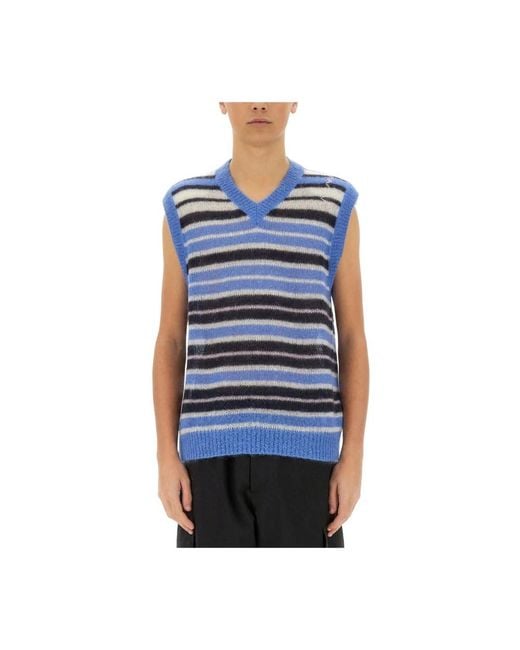 Marni Blue V-Neck Knitwear for men