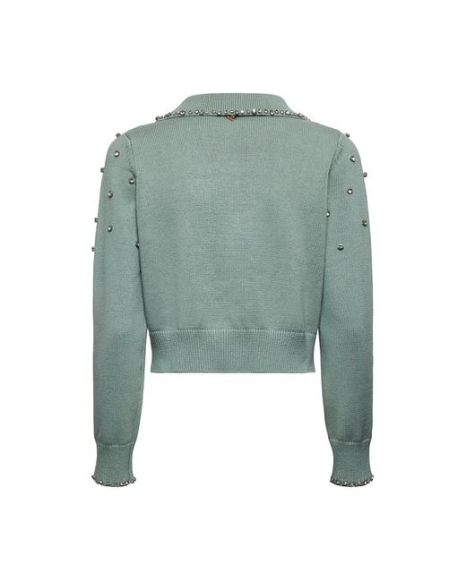 Silvian Heach Truien & Vesten ,Groen ,Katoen Shirt Met Kraag En Juweeldetails in het Green