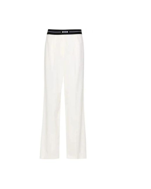 MSGM Broeken ,Wit ,Wol Pantalon Broeken in het White